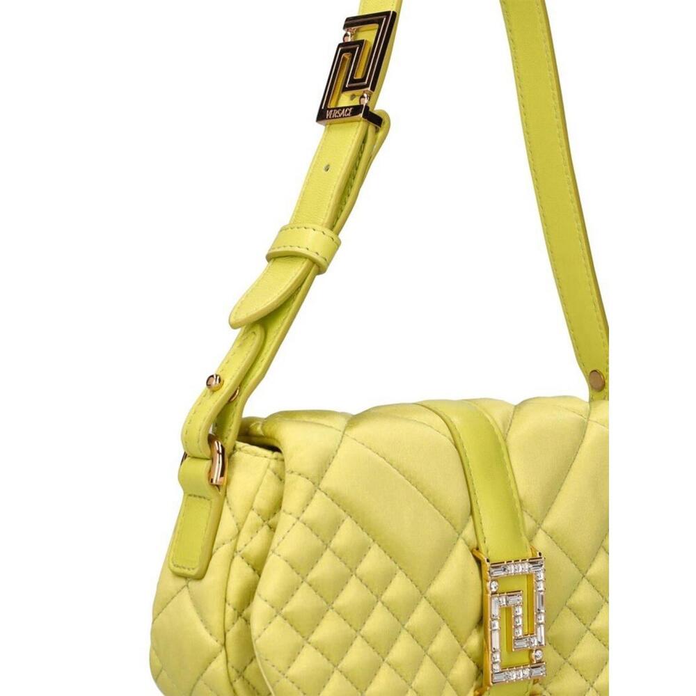 BNWT Versace Mini Greca Goddess Quilted Satin Top Handle Bag, Yellow $1,725 - Picture 4 of 6